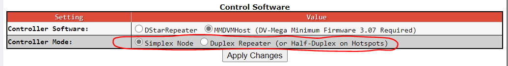 Control Software section in the Configuration Page.